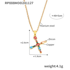 Color Cubic Zirconia Initial Pendant Charm