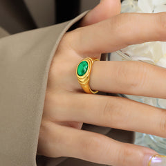 Faceted Red or Green Stone Necklace or Ring