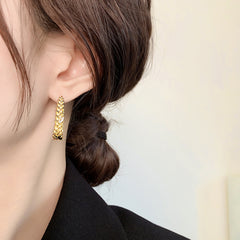 Nicolette Vintage-Inspired Pavé Leaf Stud Earrings