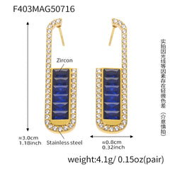 Cubic Zirconia Rectangular Drop Earrings
