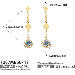 18K Gold-Plated Cubic Zirconia Flower Drop Earrings