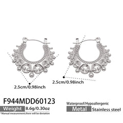 18K Gold-Plated & Silver-Tone Crown Detail Hoops