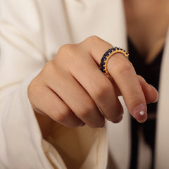 Colored Cubic Zirconia Geometric Open Ring