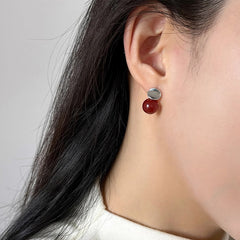 Nadine Vintage-Inspired Red Agate Stud Earrings