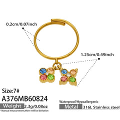 Four-Petal Cubic Zirconia Charm Ring