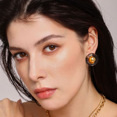 18K Gold-Plated Resin Dome Stud Earrings