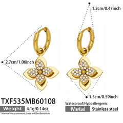 Four-Petal Cubic Zirconia Flower Jewelry