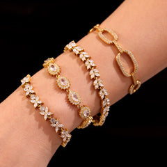 Cubic Zirconia Floral and Teardrop Bracelets