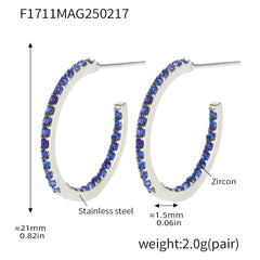 Cubic Zirconia Open Hoop Earrings