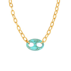 Resin Oval Link Pendant Necklace