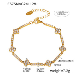 Clover Cubic Zirconia Link Bracelet