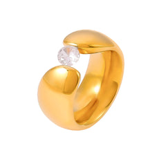 18K Gold-Plated Clear Stone Open Ring