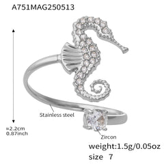 Ocean Creature Cubic Zirconia Open Rings