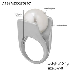 Shell Pearl-Look Necklace, Earrings & Ring
