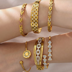 Cubic Zirconia Textured Bangle Bracelet