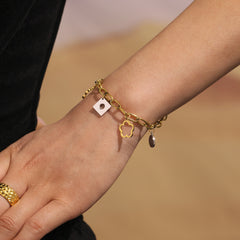 Flower and Geometric Charm Bracelet