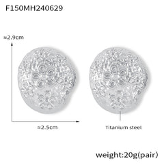 Textured Floral Disc Stud Earrings