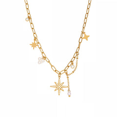 18K Gold-Plated Starburst Fringe Necklace