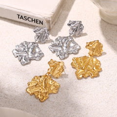Folded Leaf Statement Drop Earrings