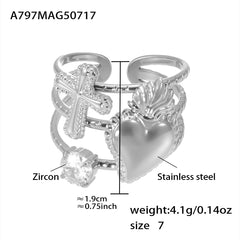 Heart or Starburst Cubic Zirconia Open Ring Designs