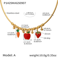 18K Gold-Plated Fruit Enamel Charm Necklace Designs