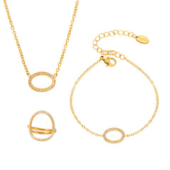 Cubic Zirconia Circle Necklace, Bracelet & Ring