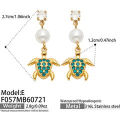 18K Gold-Plated Ocean Charm Drop Earrings