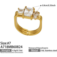 Cubic Zirconia Three-Row Statement Ring