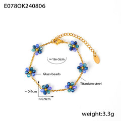 Glass Bead Flower Necklace, Bracelet & Anklet