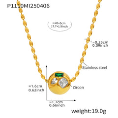 Colorful Cubic Zirconia Sphere Beaded Necklace