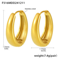 Polished Oval Hoop Earrings
