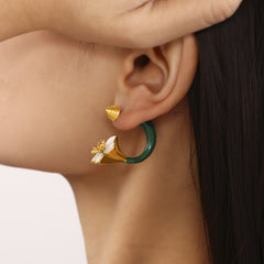 18K Gold-Plated Floral Enamel or Ribbed Stud Earrings