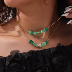 Green Agate Bead Snake Chain Necklace