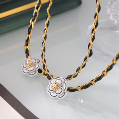 Gold-Tone Flower Cord Necklace