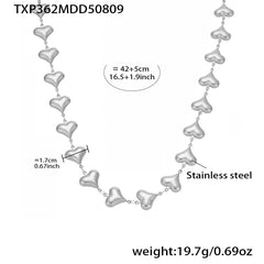 18K Gold-Plated Hollow Heart Link Necklace & Bracelet