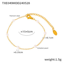 Pearl-Look Station Necklace and Bracelet