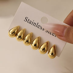 Polished Hollow Teardrop Stud Earrings