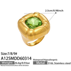 Colored Glass & Tiger Eye Statement Rings