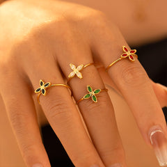 18K Gold-Plated Cubic Zirconia Flower Necklace or Ring