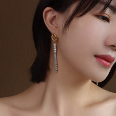 Cubic Zirconia Fine Chain Tassel Earrings