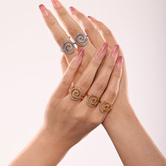 18K Gold-Plated Cubic Zirconia Spiral Open Ring