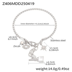 Cubic Zirconia Charm Rope Bracelet