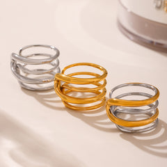 18K Gold-Plated Multi-Row Open Ring
