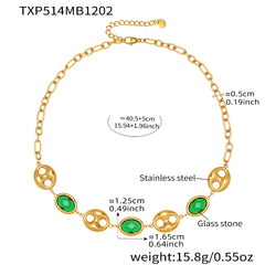 Oval Glass Accent Link Necklace or Bracelet