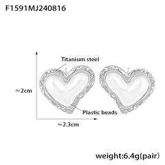 18K Gold-Plated Heart Pearl-Look Stud Earrings