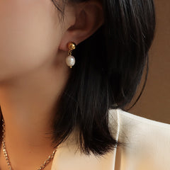 Cultured Freshwater Pearl Drop Stud Earrings