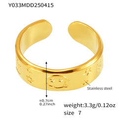 Gold-Tone Textured Stainless Steel Open Rings