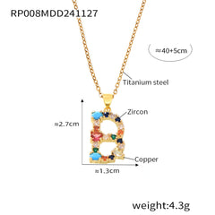 Color Cubic Zirconia Initial Pendant Charm
