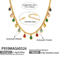 18K Gold-Plated Cubic Zirconia Drop Charm Necklace