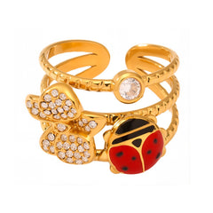 Cubic Zirconia Ladybug, Strawberry or Snake Ring